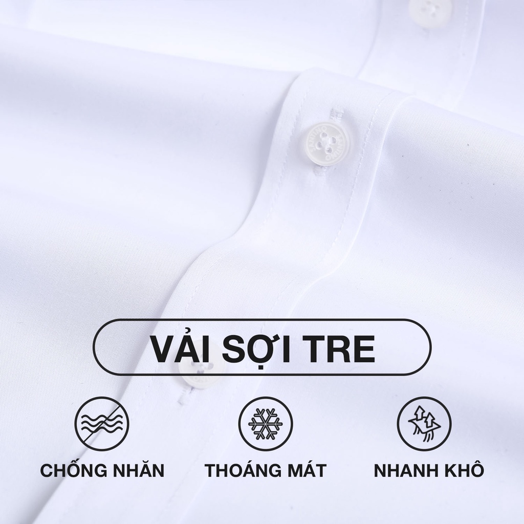 Áo Sơ Mi Trắng Nam Dài Tay Sợi Tre Santino Không Túi Form Ôm Thoáng Mát Trẻ Trung Năng Động M101