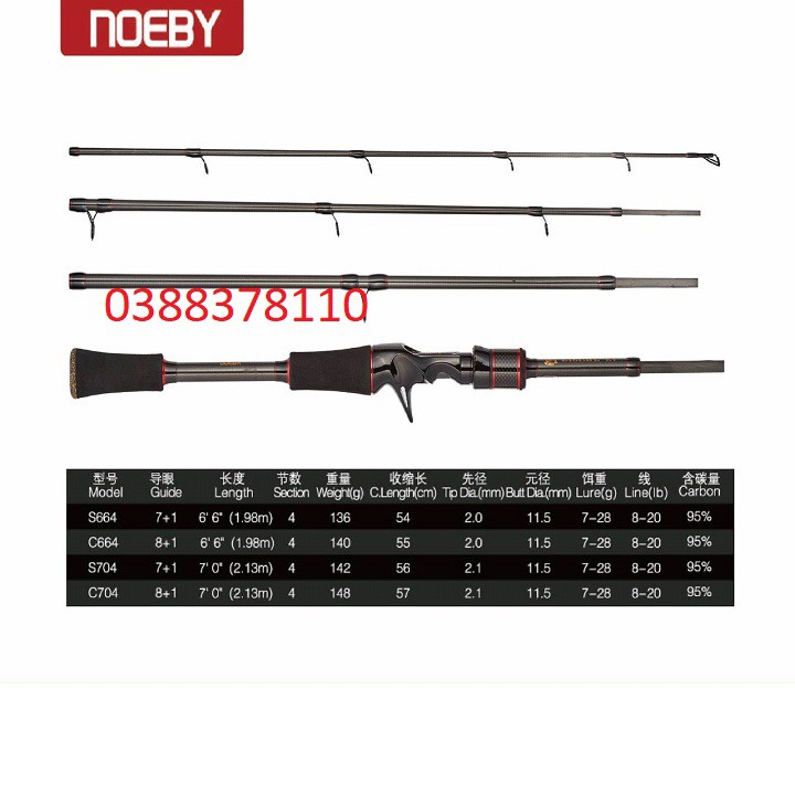 Cần Câu Lure 4 Khúc Noeby Leisure K4