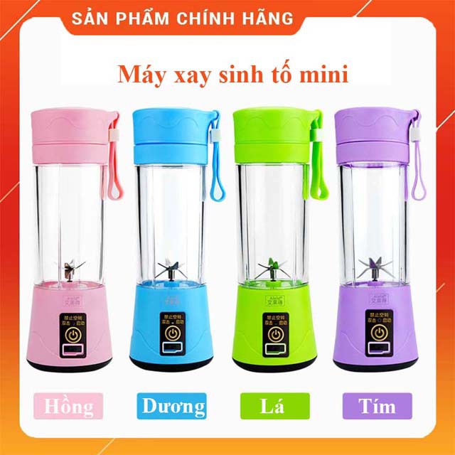 combo 2 Máy xay sinh tố mini cầm tay pin sạc colorfull (nhiều màu) 4 lưỡi dao 50W đa năng tiện lợi 0802