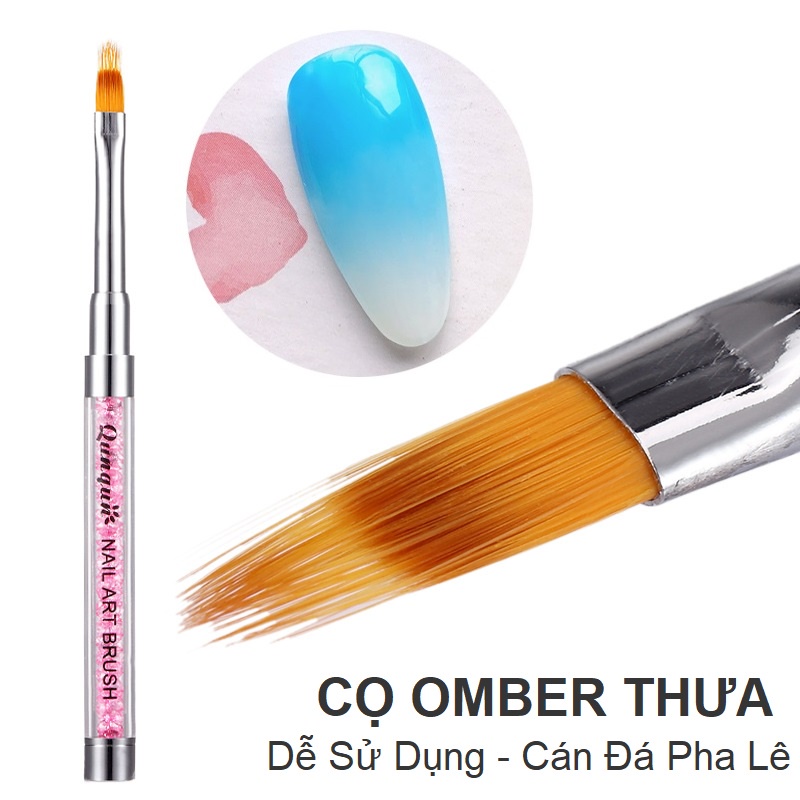 Cọ Omber Lông Thưa Cán Pha Lê Đá Hồng Vẽ Móng