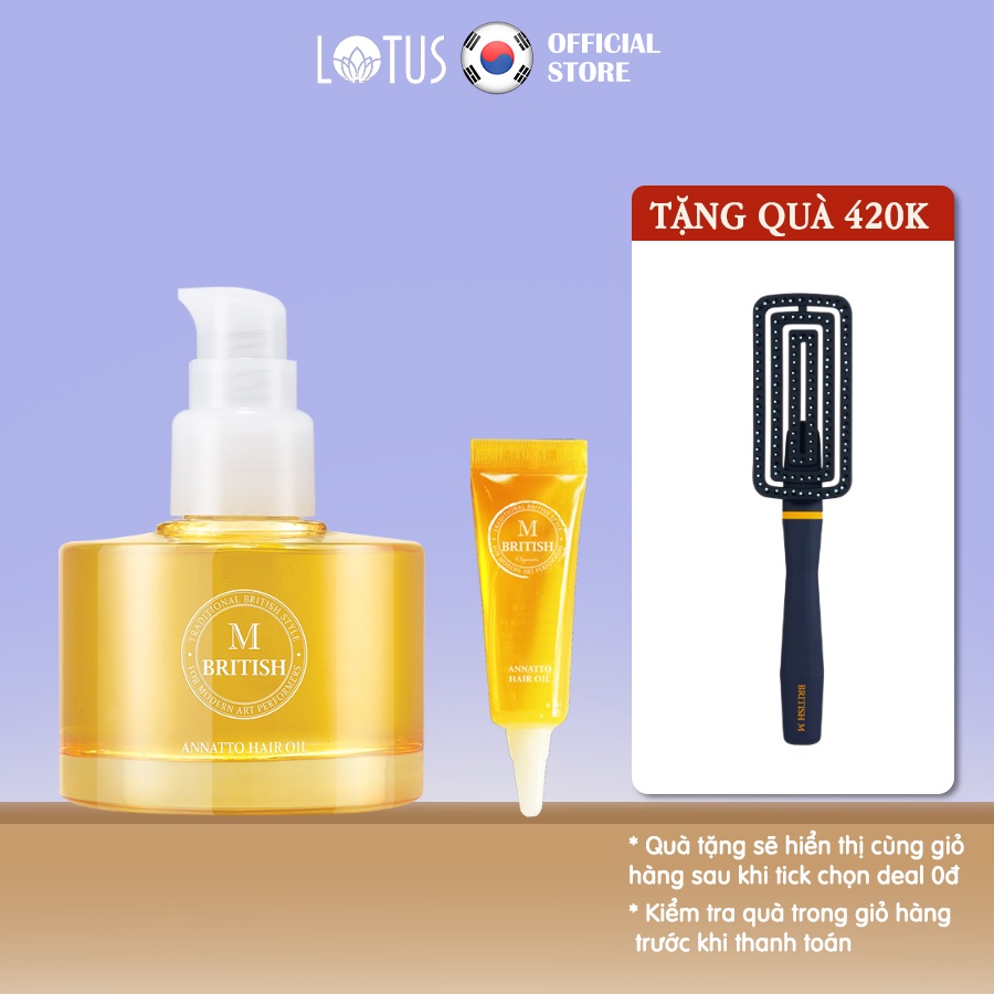 Dầu dưỡng tóc cao cấp Hàn Quốc BRITISH M Annatto Hair Oil phục hồi tóc hư tổn 70ml