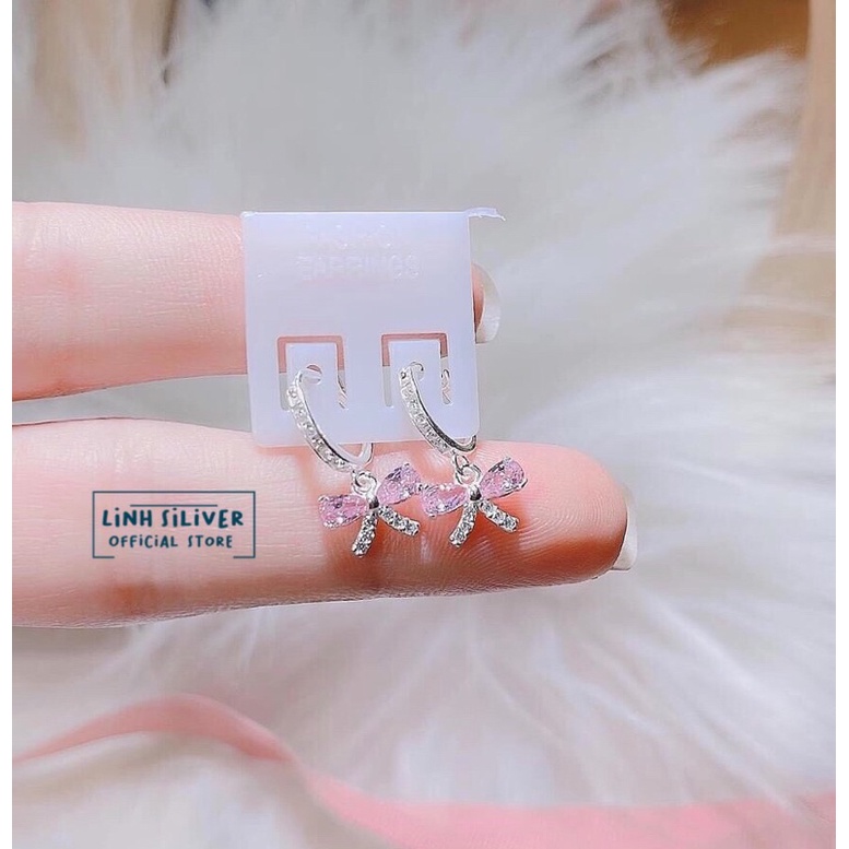 Bông tai hình nơ xinh xắn cho bé gái - Tòng teng bạc ta