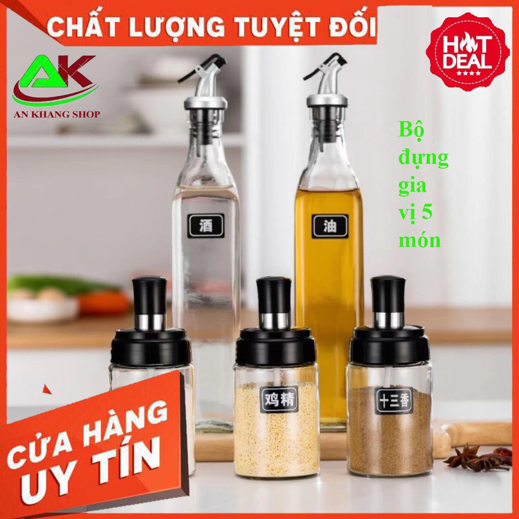 Bộ hũ gia vị bằng thủy tinh cao cấp AKH12365