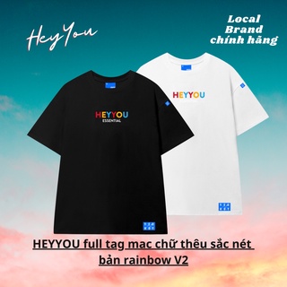 Áo thun unisex localbrand heyyou form rộng tay lỡ rainbow essential tee - local brand áo phông oversize cottton 100% v2