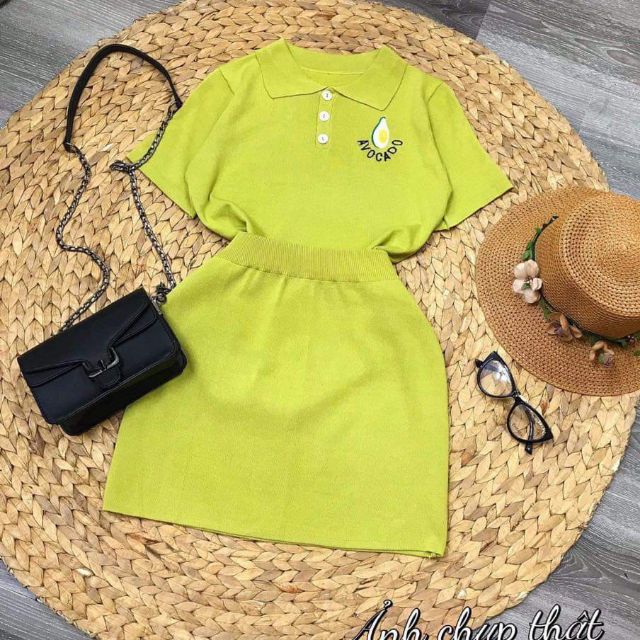 SET ÁO + CHÂN VÁY LEN TRÁI BƠ 🥑🥑🥑