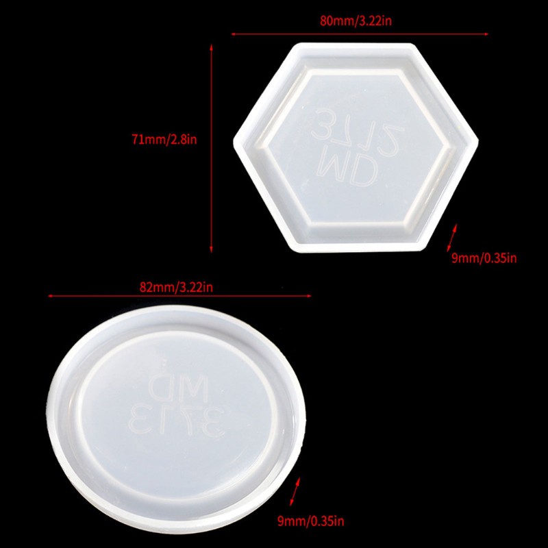 Khuôn đúc resin epoxy hình đĩa tròn/lục giác làm khay trang sức và đế nến chất liệu silicone