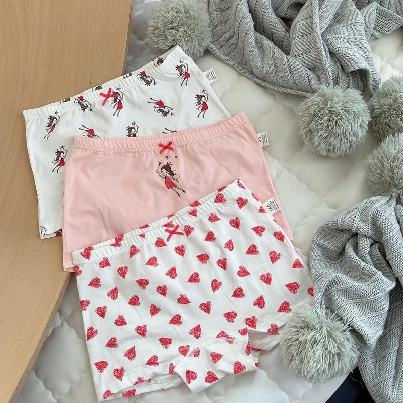 Set 3 Quần Lót Boxer Vải Cotton Không Xương Cho Bé Gái