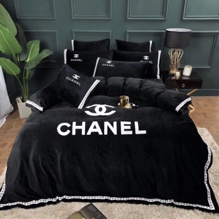 SET DRAP GIƯỜNG NỈ NHUNG CHANEL HÀNG CAO CẤP