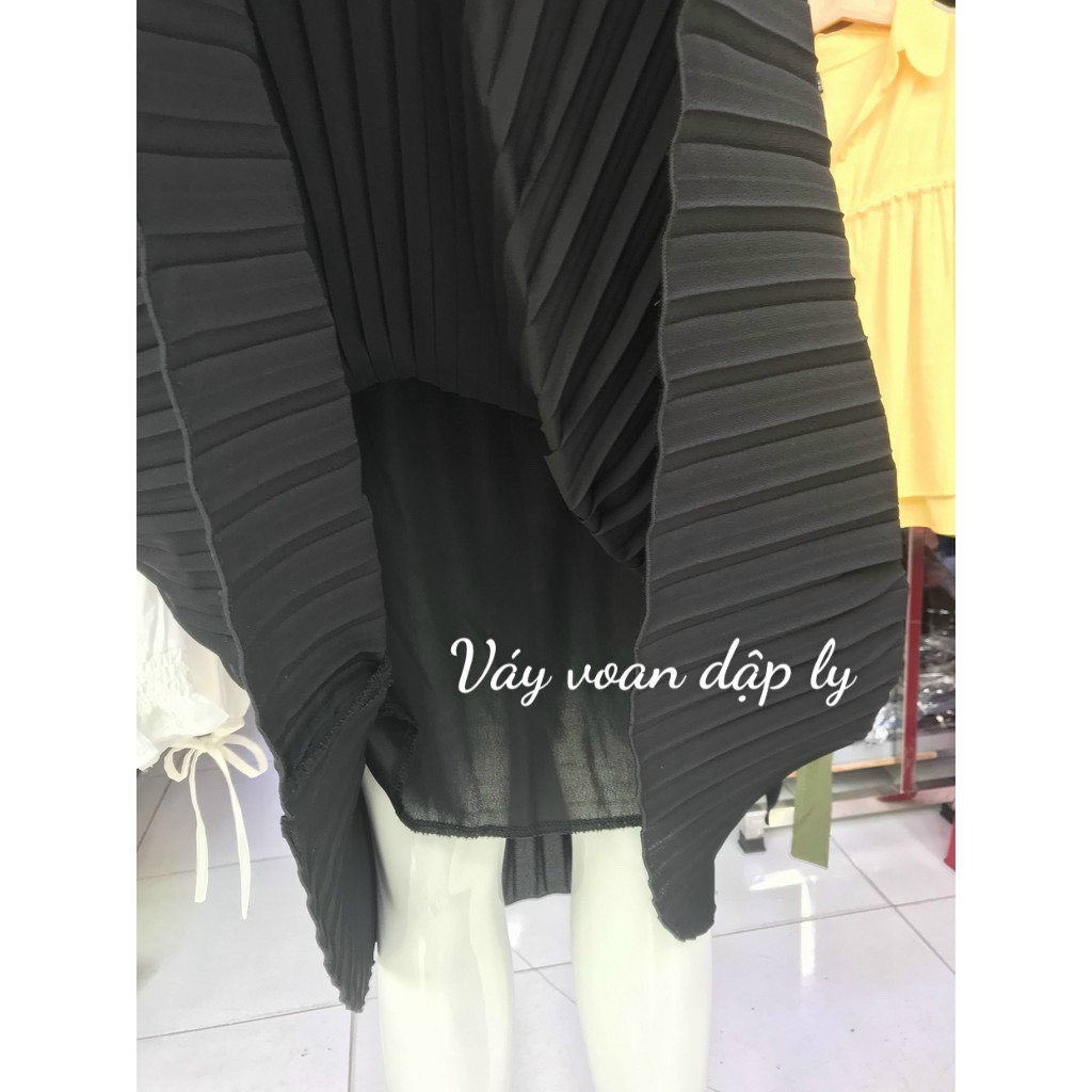 [SALE 50%] Chân váy xếp ly dáng dài chất liệu voan dài qua gối kiểu dáng midi