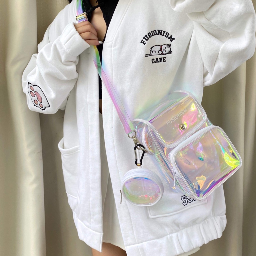 Túi Đeo Chéo Little Bag Multicolor Kèm Theo Pocket nhỏ - Hologram- Unisex - Kích Thước 18x13x9cm