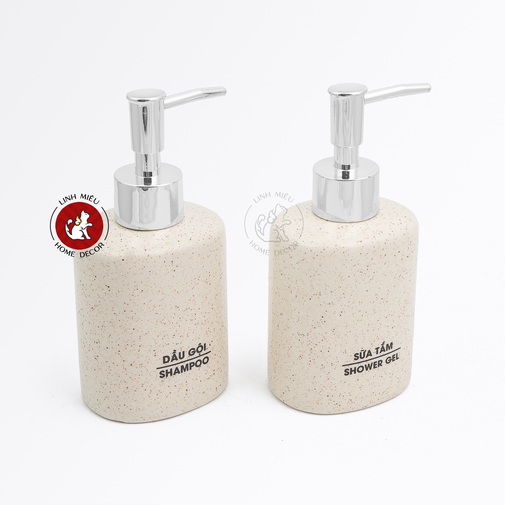 Bình sứ oval đựng nước rửa tay, dầu gội, sữa tắm cho nhà tắm sang trọng