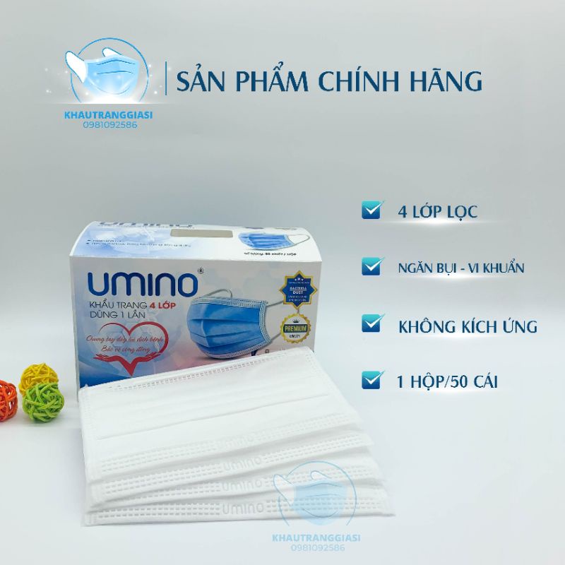 Khẩu trang 4 lớp Umino màu trắng