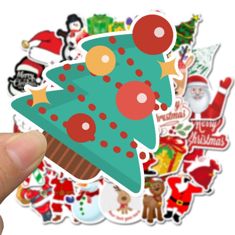 Bộ 50 Miếng Dán Chống Thấm Nước Hình Chữ Merry Christmas Dùng Trang Trí Vali / Laptop / Nhà Cửa