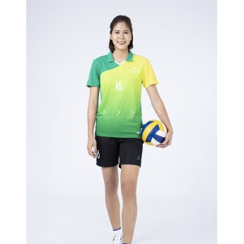 [CHÍNH HÃNG] BỘ QUẦN ÁO BÓNG CHUYỀN NỮ XANH LÁ PHỐI VÀNG-DONEXPRO