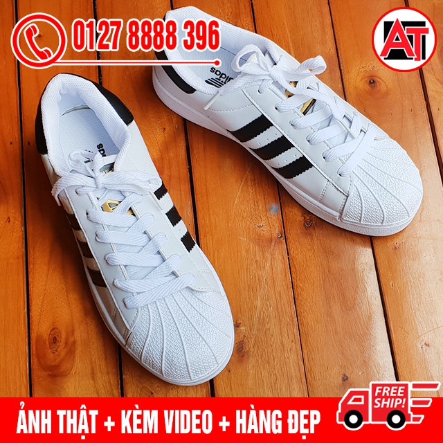 [FLASH SALE] Giày Thể Thao Sò Tem Vàng Trắng Sọc Đen Nam Nữ