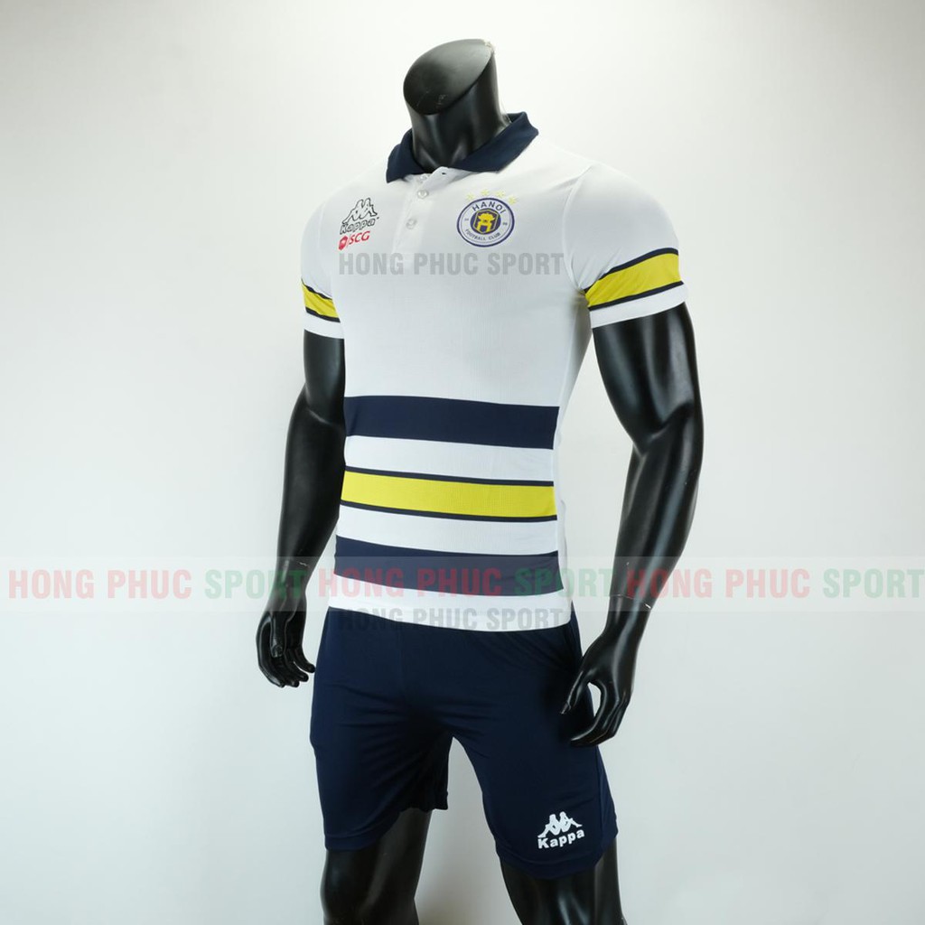XẢ KHO BỘ QUẦN ÁO ĐÁ BÓNG THỂ THAO NAM CLB HÀ NỘI POLO VẢI DỆT 2019