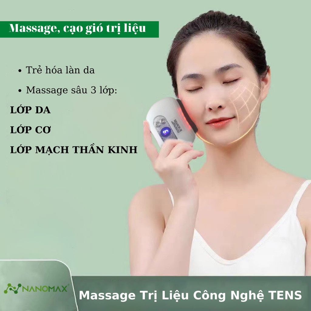 Máy Massage Cầm Tay Mini Toàn Thân Nanomax Mn-01, Cạo Gió Điện Tử, 9 Chế Độ Mát Xa, 3 Chế Độ Nhiệt, Trẻ Hóa Làn Da