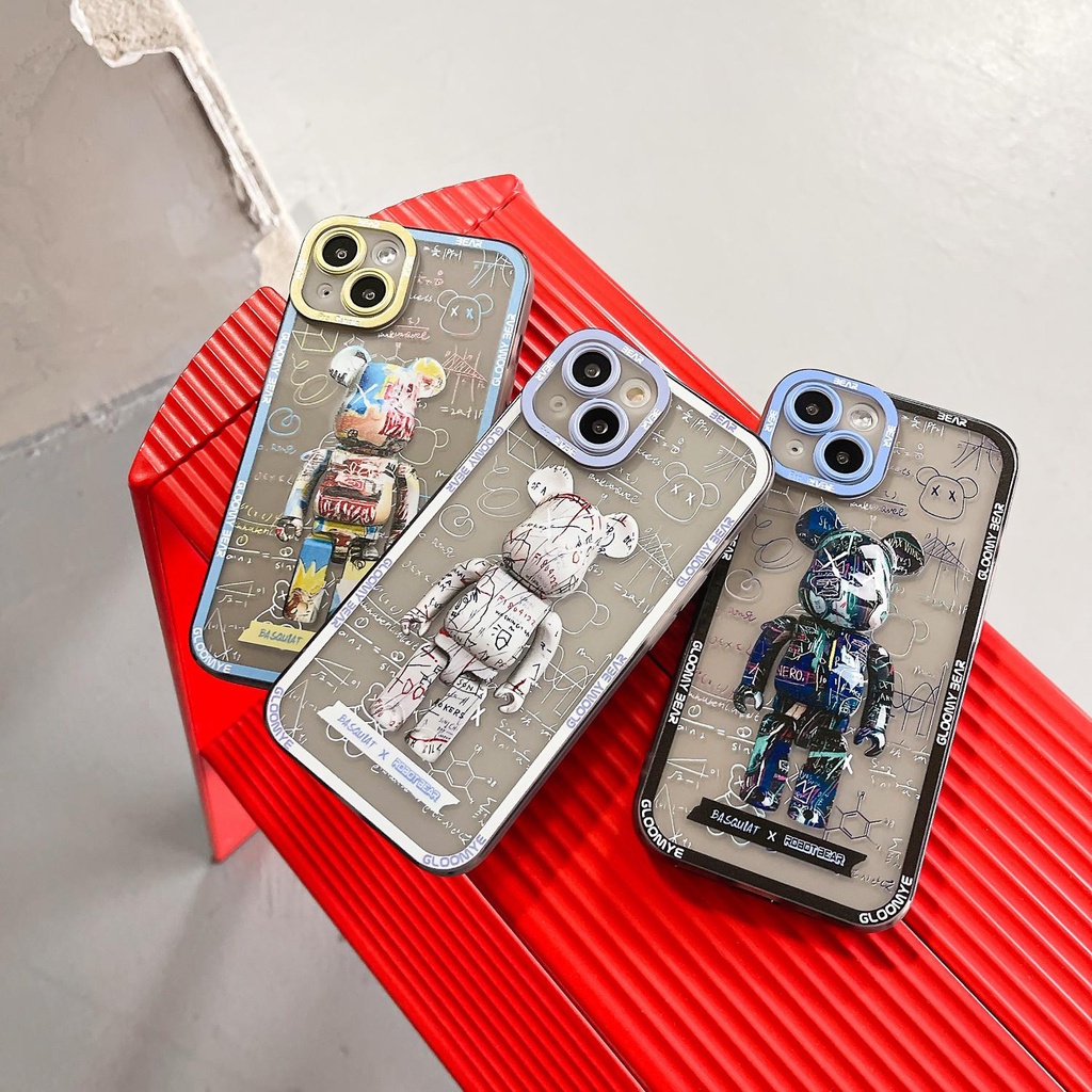 Ốp điện thoại TPU trong suốt in hình gấu sáng tạo thích hợp cho iphone 13 12 11 pro max x xr xsmax 7/8plus
