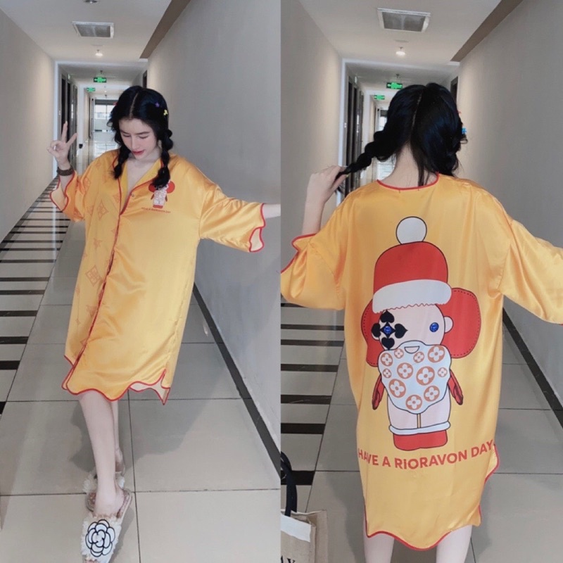 Đầm Sơmi Pijama lụa SATIN cao cấp giá rẻ siêu xinh, siêu sang ạ🥰 | BigBuy360 - bigbuy360.vn
