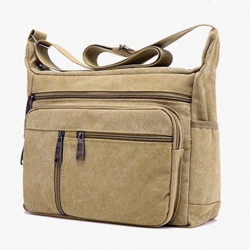 Túi Đeo Chéo Canvas Nhiều Ngăn Phong Cách Retro Cho Nam