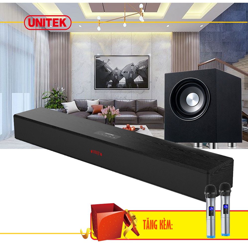 Bộ Loa Soundbar 5.1 Bluetooth Hát Karaoke AMOI L9 + Loa Trầm S1 Tặng Kèm 2 Micro Không Dây