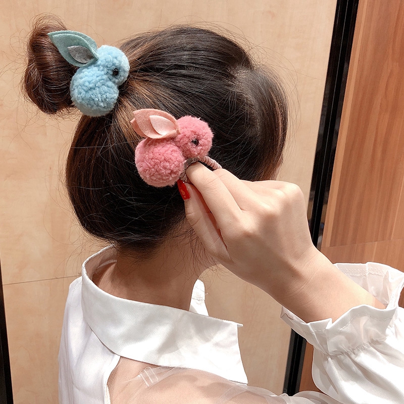 [ Mã 12FASHIONSALE1 giảm 10K đơn 50K ] Kẹp tóc/dây buộc tóc hình thỏ đáng yêu phong cách Hàn Quốc