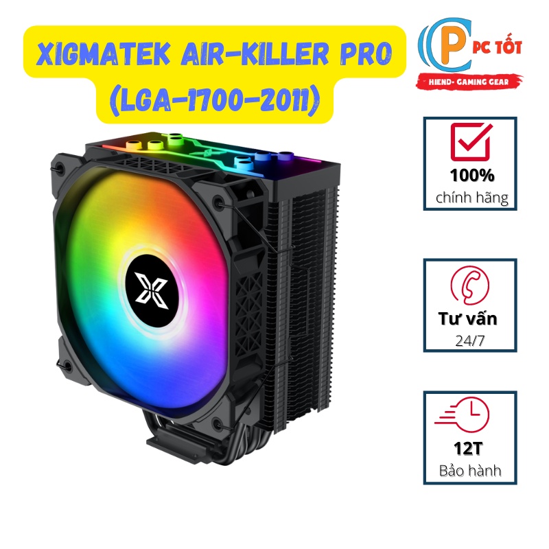 Quạt tản nhiệt CPU XIGMATEK AIR-KILLER PRO (EN47895) – TDP 160W, ARGB ( Hỗ trợ Socket 1700, 2011,AMD))