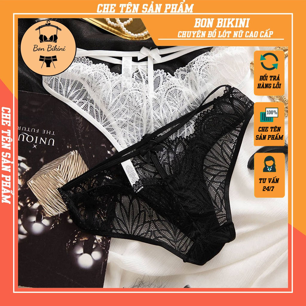Quần Lót Ren Nữ Tàng Hình Thông Hơi Cạp Thấp Dây Hông Phối Nơ Sexy Quyến Rũ Gợi Cảm R55