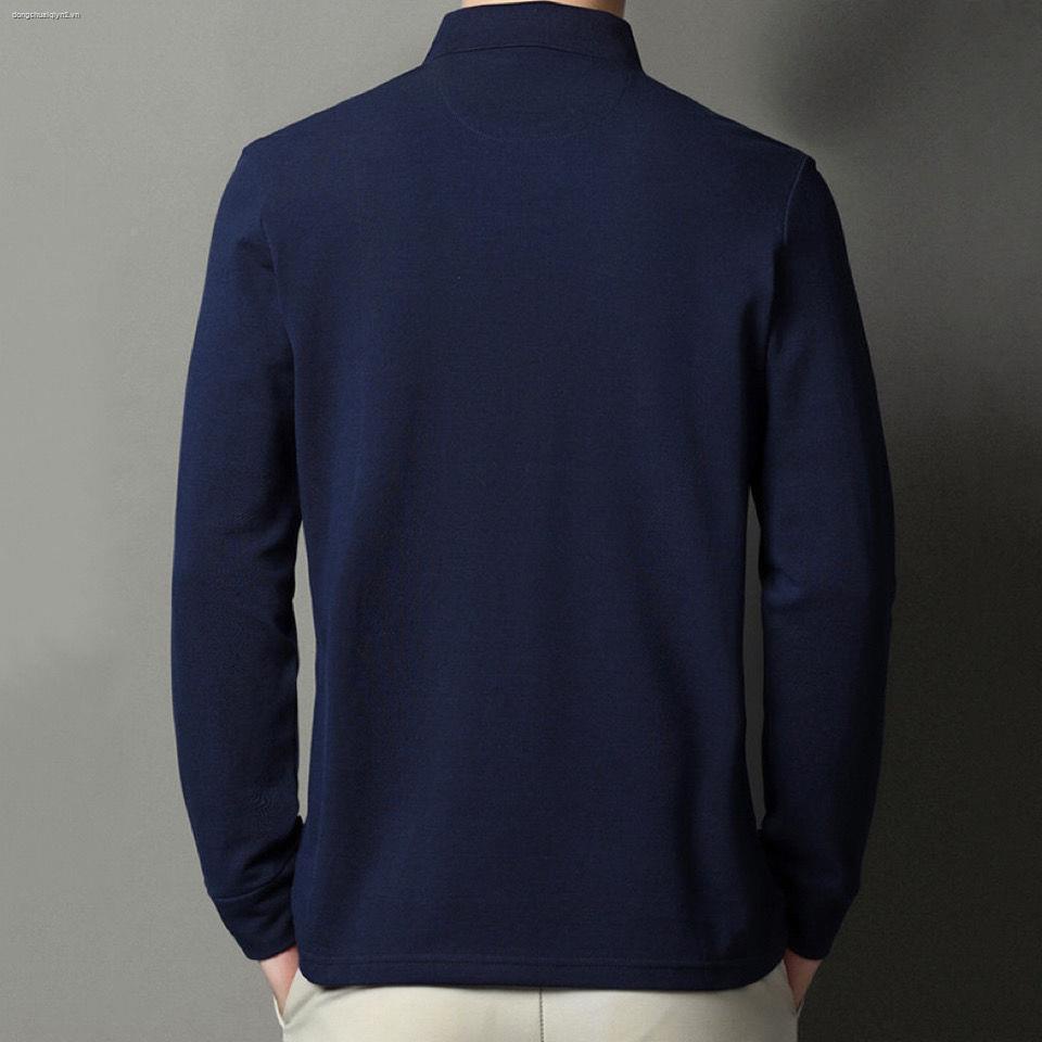 Áo thun tay dài có cổ thời trang thu đông cho đàn ông trung niên | BigBuy360 - bigbuy360.vn