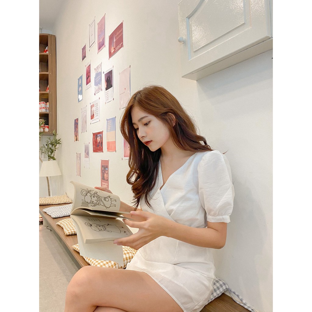 Đầm trắng tà đắp nhún eo LANEY DRESS | BigBuy360 - bigbuy360.vn