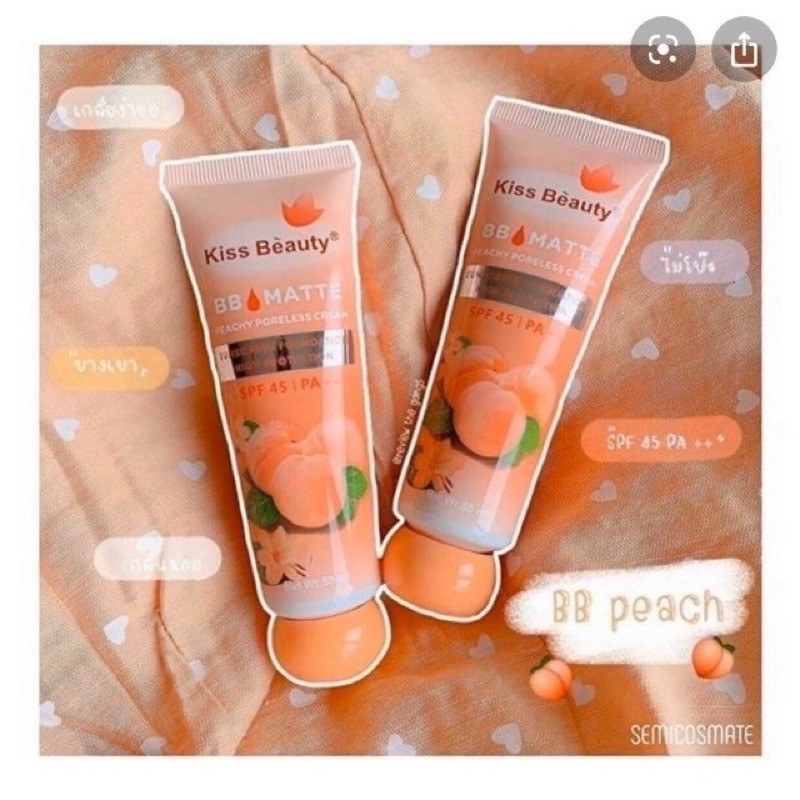 🍑🍑Kem nền BB 2in1 Kiss beauty ĐÀO 💥 ( có tính năng kem che khuyết điểm kiềm dầu hơi bị oki )-mi