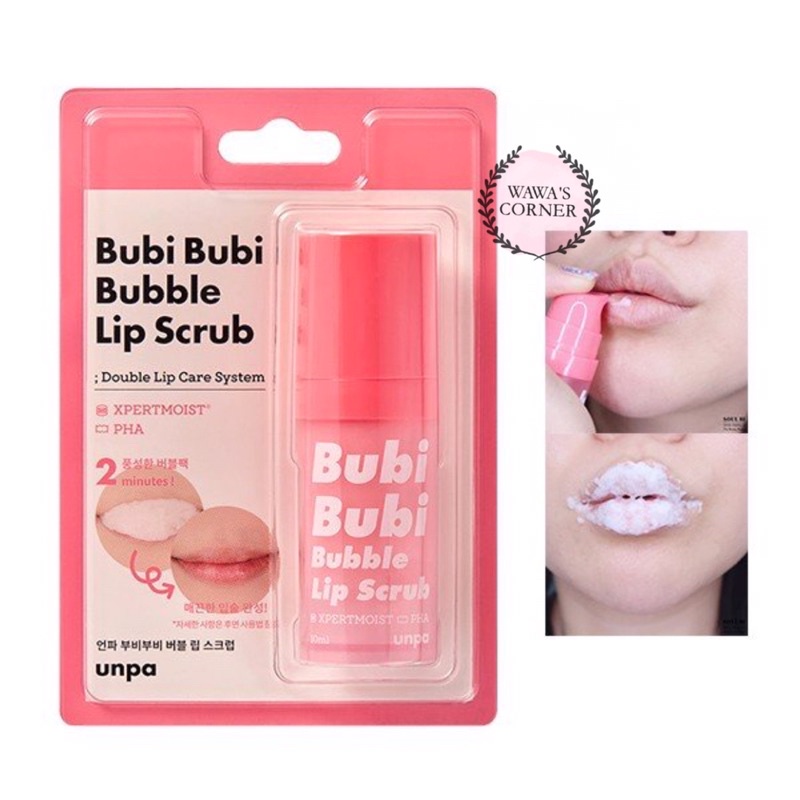 BUBI BUBI BUBBLE LIP SCRUB BY UNPA - TẨY TẾ BÀO CHẾT MÔI, DA CHẾT MÔI, GEL LÀM MỀM VÀ HỒNG MÔI BY UNPA