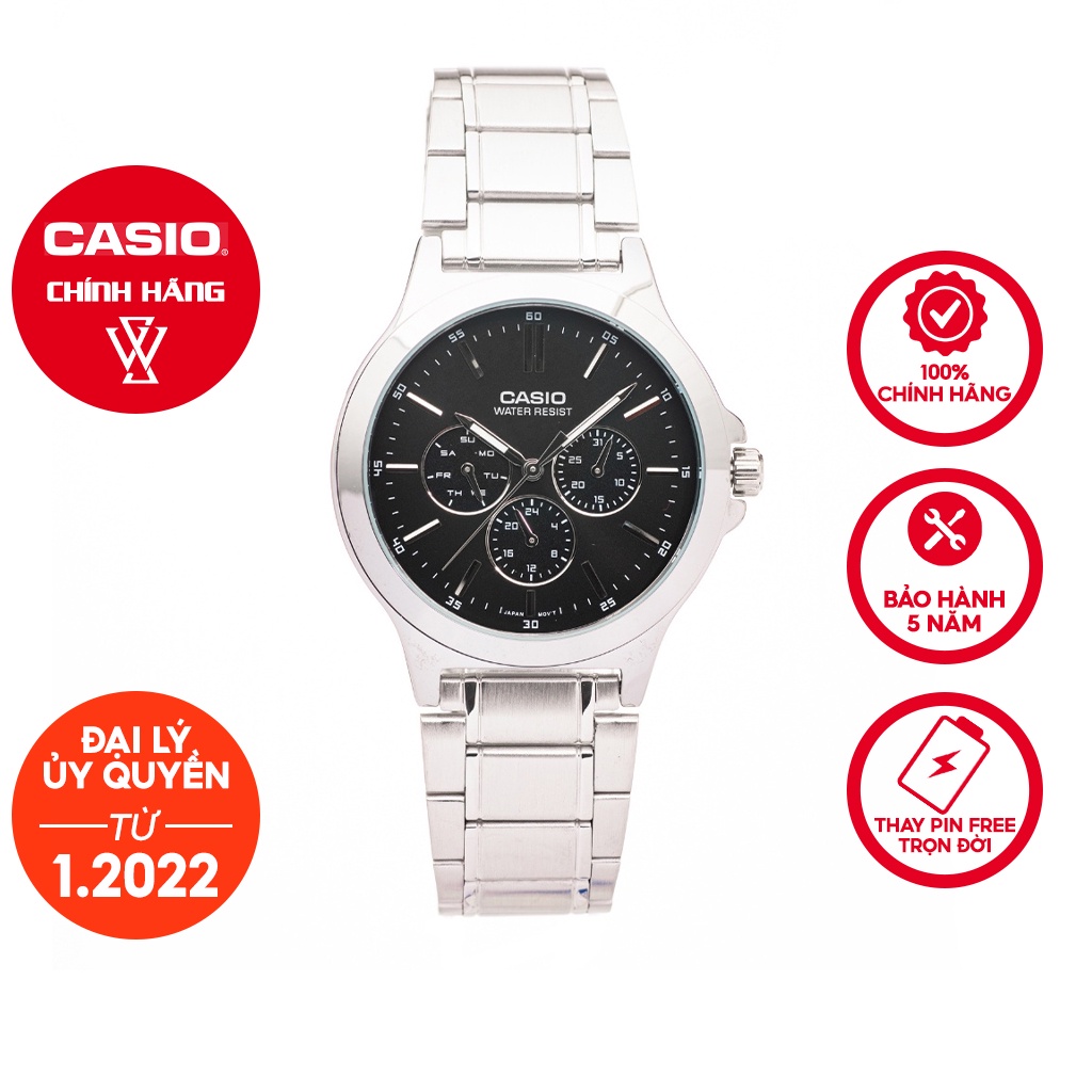 Đồng Hồ Quartz Nam Casio WATCHSTORE MTP-V300D-1AUDF Thiết Kế Mặt Kính Khoáng 41.5mm, Dây Kim Loại Và Vỏ Thép Không Gỉ