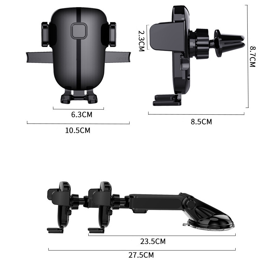 360 ° Giá Đỡ Điện Thoại Gắn Kính Chắn Gió Xe Hơi Xoay Được Điều Chỉnh Được Cho iPhone / Android