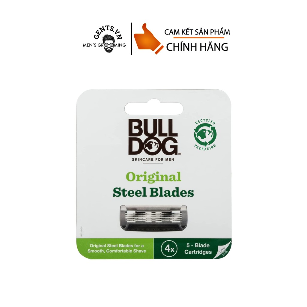 Hộp 4 lưỡi dao cạo râu Bulldog 5 lưỡi kép Original Steel Blades