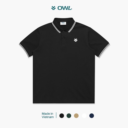 OWL BRAND® STRIPED POLO - Áo thun có cổ màu đen - OWL170621