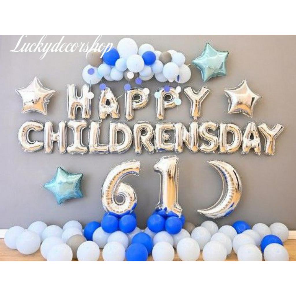 Set bóng bay trang trí tết thiếu nhi 1/6 Happy Chirldrenday HN09
