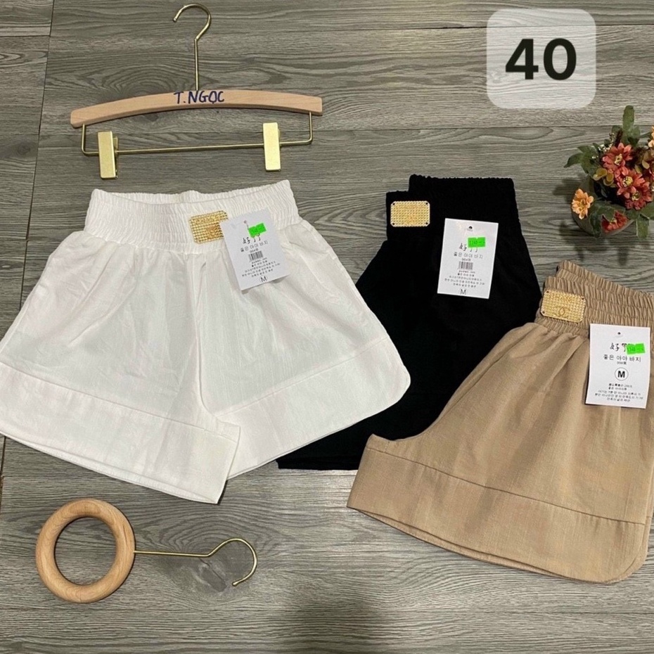 Quần đùi ống rộng nữ lưng cao cạp thun chun vải đũi mềm dáng sooc mặc ở nhà thể thao- Quần short nữ cạp cao kiểu bigsize