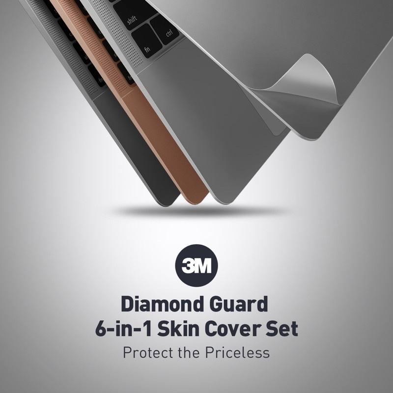 DÁN 3M INNOSTYLE (USA) DIAMOND GUARD 6-IN-1 SKIN SET FOR MACBOOK PRO 13” 2020 – 2021 (SPACE GRAY, SILVER)