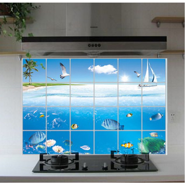 Decal dán bếp tráng nhôm cách nhiệt size lớn - đại dương nhỏ