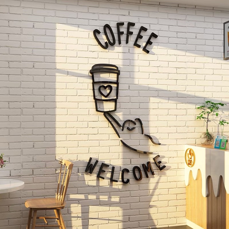 Decal dán nổi drink trang trí phòng trà, quán cafe, trà sữa, quán ăn vặt, ăn nhanh