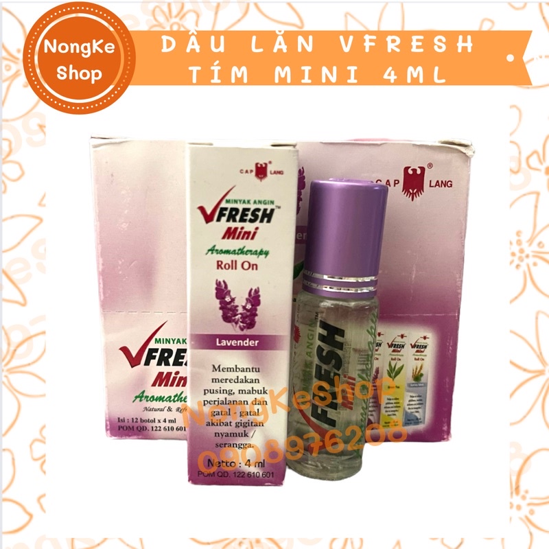Lố 12 chai dầu lăn Vfresh mini 4ml tím