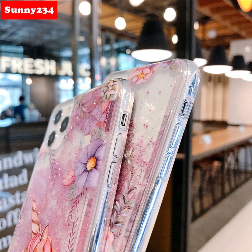Ốp điện thoại kim tuyến nước họa tiết ngựa kì lân dành cho iPhone 6 6S 7 8 Plus X XS Max XR iPhone 11 Pro Max