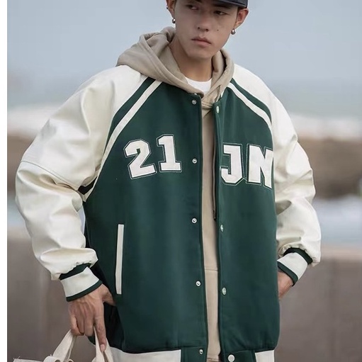 Áo khoác bomber dáng varisity, áo bomber nỉ hoodie zip nam nữ chất vải nỉ cao cấp 2 lớp MB015