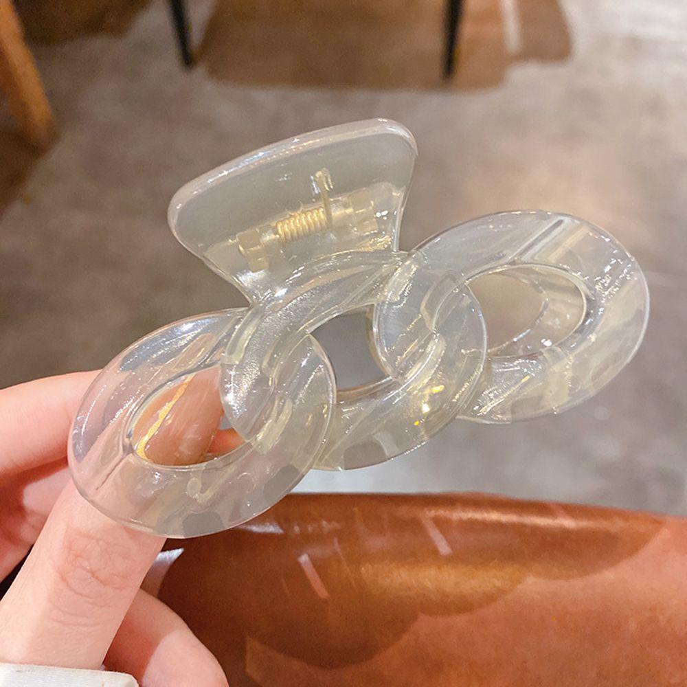 Kẹp Tóc Càng Cua Bằng Acrylic Trong Suốt Phối Dây Xích Thời Trang Cho Nữ