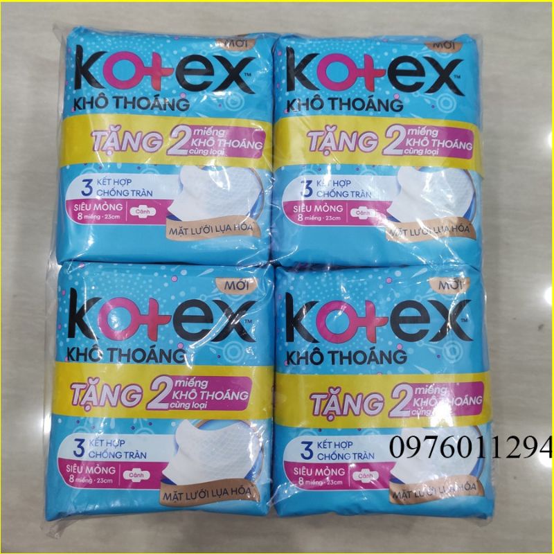 Băng Vệ Sinh kotex Siêu Mỏng Khô Thoáng.Tặng 2 Miếng Khô Thoáng Cùng Loại.