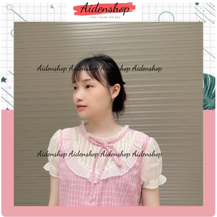 Áo bầu thời trang kẻ sọc bầu teen đi làm dạo phố mùa hè mát cổ tròn