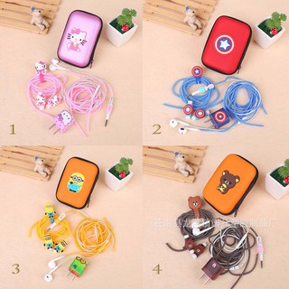 Combo Bộ Decal, Bóp Tai Nghe, Dây Quấn Bảo Vệ Cáp Sạc Tai Nghe Hình Thú