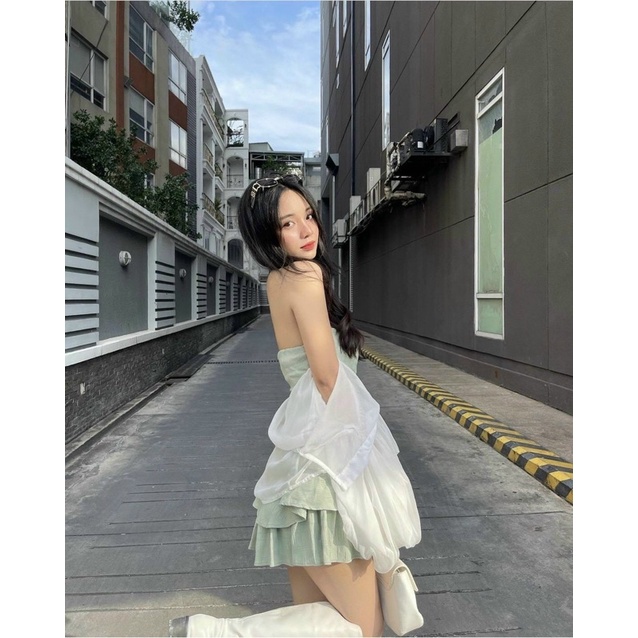 Set Đầm Cúp Xanh Mint, Đen, Hồng + Áo khoác trắng kèm ảnh thật trải sàn | BigBuy360 - bigbuy360.vn