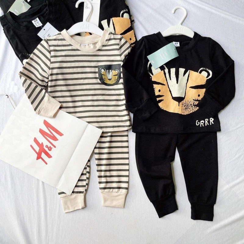 SET 2 BỘ HỔ GRRR ĐEN KẺ CHO BÉ
